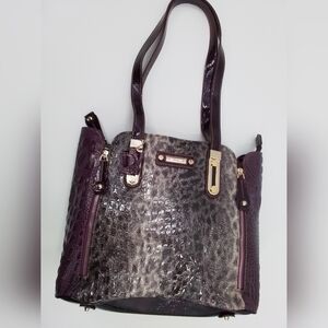 MC Marc Chantel PURPLE Croco Embossed Fur Print Shoulder Bag Purse